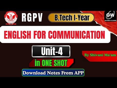 RGPV SEM-2 English for Communication Unit-4 One Shot | Gateway Classes |t#rgpvexam #gatewayclasses