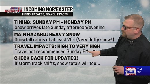 Late weekend nor'easter: Timing, totals, travel impacts
