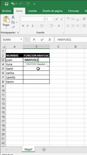 Convierte texto a MAYÚSCULAS en Excel con una fórmula mágica 🔠 #excel #shorts