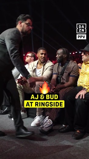 Anthony Joshua and Terence Crawford share conversation at ringside for Usyk vs Rico 🍿