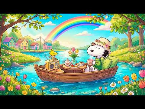 Spring Boat Picnic with Snoopy & Woodstock 🌸🚣‍♂️ Smooth Jazz Music for Study, Sleep & Focus