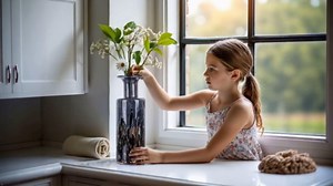 LCCCK 13" Tall Glass Vase Pretty Hand Blown Glass Vase, Unique Colorful Flower Vases for Bouquet, Modern Sea Art Decorative Vase for Home Living Room Kitchen Bathroom Dining Table Centerpieces