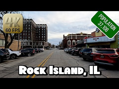 Driving Around Downtown Rock Island, Illinois in 4k Video