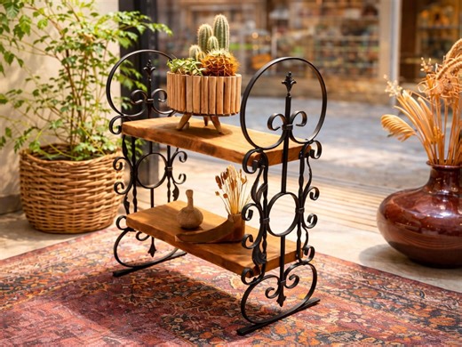 Rustic Wood&wrought Iron Side Table-2 Tier Accent End Table for Living Room or Entryway Decor - Etsy