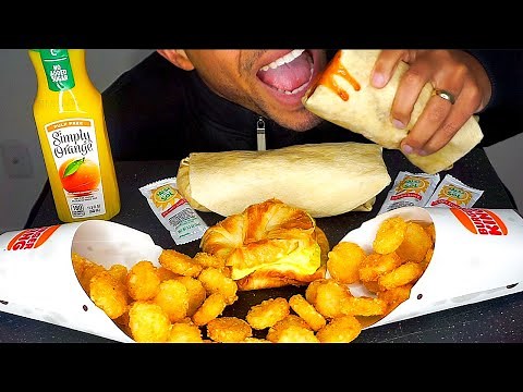 ASMR BURGER KING BREAKFAST MUKBANG | CHEESY EGG-NORMOUS BURRITO CRISPY HASH BROWNS EATING CHALLENGE