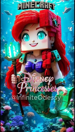🔥 Disney Princesses Go FULL Minecraft! 🏰✨ Epic Pixel Transformations! 🎮👑 #shorts #Disney #Minecraft