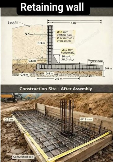 Basic Knowledge for Civil Engineering | Retaining Wall | #shorts #retainingwall #civilengineering