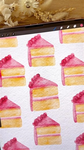 how to draw an easy cake on procreate digital watercolor #art #digitalart #procreate #cake