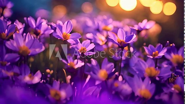 Spring flowers field meadow in sunset lights. Field of wild flowers spring colors in the wind swaying close up. Concept: nature, flowers, spring, biology, fauna, environment, ecosystem 4k Stock Video