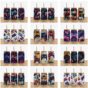 Video Gamer Libbey Glass Wrap PNG Bundle: 16 Oz Tumbler Sublimation Designs (digital Download) - Etsy