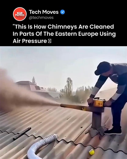 Old-school method, high-pressure results 💨 This is how chimneys are cleaned in parts of Eastern Europe using air pressure. #TechMoves #HowItsDone #ChimneyCleaning #EasternEurope #OldSchoolTech #SatisfyingProcess #EngineeringLife | Tech Moves
