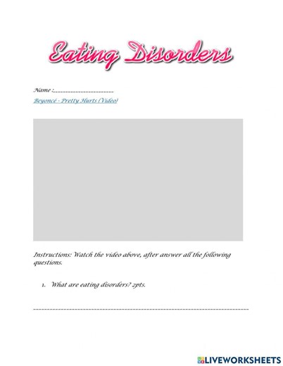 Eating Disorders activity for 12