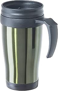Oggi Commuter Travel Mug 14oz - Insulated Coffee Mug, Thermal Stainless Steel with Easy Grip Tumbler Handle - Olive