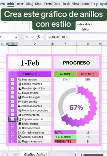 Gráfico de Anillo Dinámico en Excel: Visualiza tu Progreso 📊
