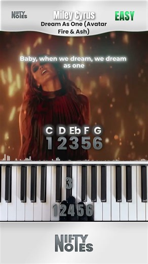 Miley Cyrus - Dream As One (Avatar: Fire and Ash) | Piano Tutorial #shorts #piano #pianotutorial
