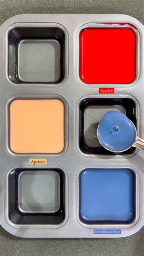 Soft Pastel Harmony: Scarlet, apricot & cornflower blue #colormixing #amazing