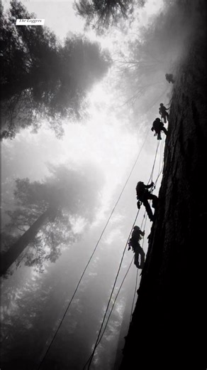 Climbing giant trees, trading large diameter trunks with traditional equipment. #TreeClimber #Lumberjack #OldLogging #GiantTree The Loggers @penggemar berat | The Loggers