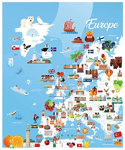 Europe Travel Map Poster | Cultural Landmarks (digital Download) - Etsy Australia