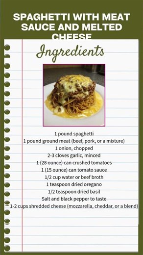 Spaghetti with Meat Sauce and Melted Cheese