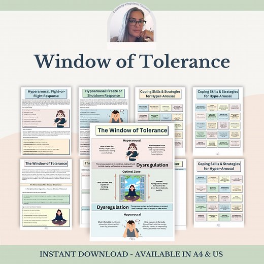 Window of Tolerance Worksheet: Emotional Regulation, Trauma Counseling (digital Download A4/US Letter Size) - Etsy