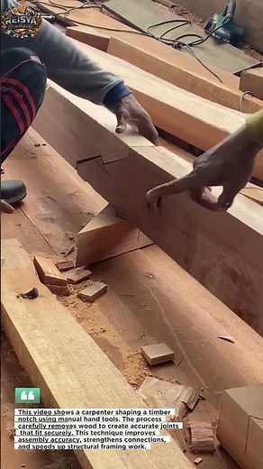 Traditional Timber Notching Technique | Precise Manual Wood Joint Preparation