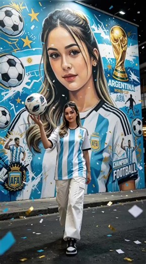 🇦🇷⚽ tutorial ubah foto menjadi mengenakan jersey argentina dengan latar mural graffiti diri sendiri buat foto keren dengan outfit jersey argentina, mural wajah sendiri, dan nuansa street art yang estetik 🎨 cocok untuk foto profil, wallpaper hp, konten sepak bola, dan edit foto ai yang unik 📸 hasilnya terlihat realistis, keren, dan seperti foto profesional di depan graffiti custom ✨ #capcut #capcutpioneer #pioneertemplate cara ubah foto menjadi foto ai mengenakan jersey timnas sepak bola arge