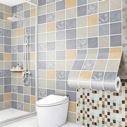 1 Roll Of European-Style Self-Adhesive Floor Tiles, Ceramic Tile Design, Bohemian Pattern Waterproof And Peel And Stick Square Floor Stickers, Used In Living Room, Kitchen, Bathroom, Bedroom Decoration, 15.75/21.65 Inch Width Options, Stickers, Wall Decals, Vinyl Decals For Home Decoration, Spring Decoration Items To Refresh Your Home | SHEIN