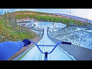 BMX - FULL SPEED ON A SKI JUMP ON SNOW!!