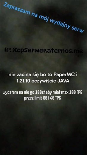 Zapraszam na mój wydajny serw 1.21.10 java