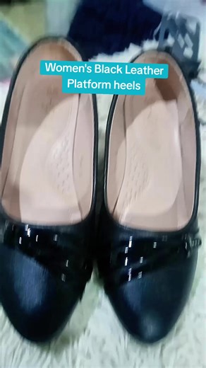 Women's Black Leather Platform heels#blackshoes #shoes #women