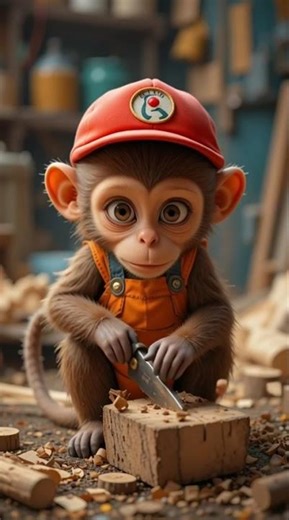 Monkey Rio’s First Day at Wood Factory Job! 🐵🛠️