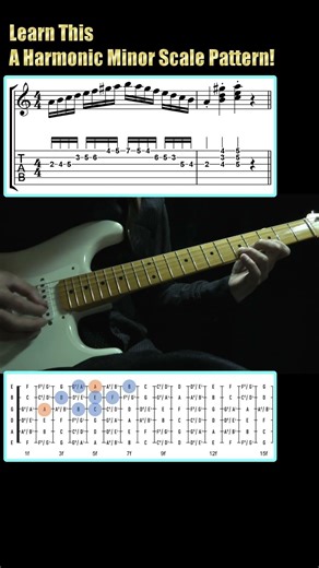 A Harmonic Minor Scale Exercise | 3 Notes Per String | Tonic on the 3rd String #guitarlesson