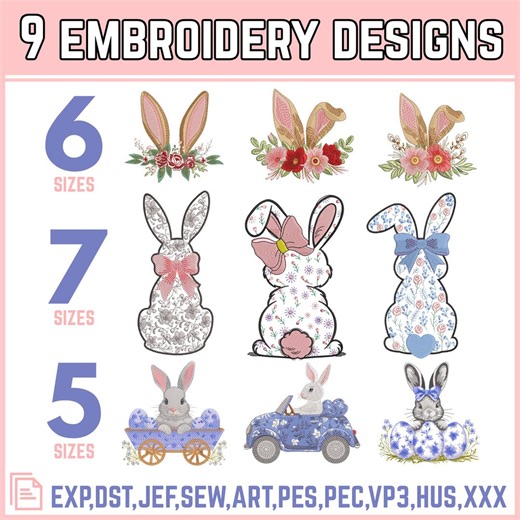 Easter Bunny Embroidery Bundle,machine Embroidery Designs Files,instant Download - Etsy Australia