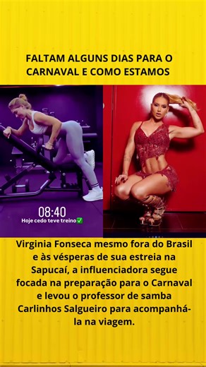 @Léo Santana / Virginia Fonseca mesmo fora do Brasil e às vésperas de sua estreia na Sapucaí, a influenciadora segue focada na preparação para o Carnaval e levou o professor de samba Carlinhos Salgueiro para acompanhá-la na viagem. #leosantana #fábricadecortes #fofoca #viginia #carnaval