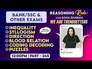 Bank & SSC | Reasoning Classes #245 | Reasoning REELS with Sona Sharma
