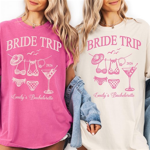 Bride Trip Shirts Personalized, Bachelorette Party Shirts for Beach Getaway, Custom Bride Trip Tee, Girls Trip Matching Shirts - Etsy