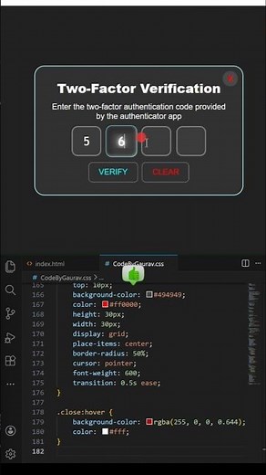 2FA Verification UI 🔐 HTML CSS #webdevelopment #css #shorts