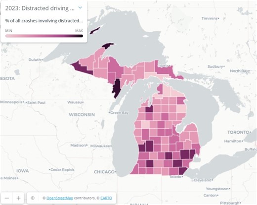Here’s where Michigan’s distracted driving got better, worse in 2023