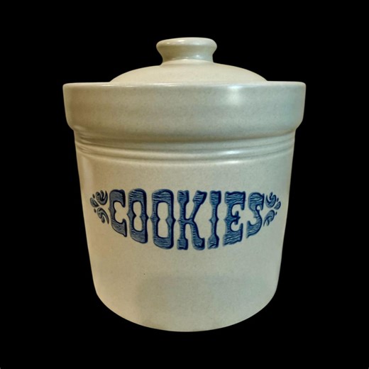 Vintage Pfaltzgraff Stoneware Cookie Jar With Lid 2.5 Qt 508 Circa 1970s Mid Century Modern Blue and White - Etsy