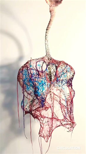 Circulation - crochet on palm tree frond #artinstallations #artforsale #artwork #colombianartist