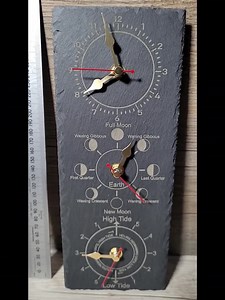 Laser Engraved Time, Tide and Moon Phase Indoor SLATE WALL CLOCK 12cm X 30cm - Etsy