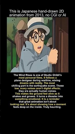 Pure hand-drawn animation vs modern CGI—Ghibli wins #windrise #animation