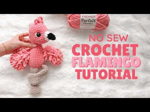 NO SEW Crochet Flamingo Step-by-Step Tutorial! 🦩✨