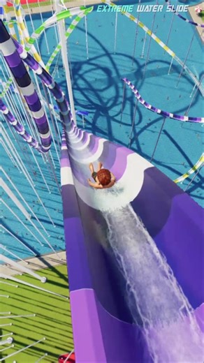 Extreme Purple Water Slide Ride - Planet Coaster 2 #waterslide #waterpark #planetcoaster2
