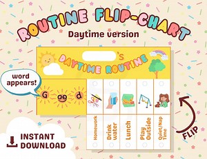 Daytime Routine Chart for Kids, Printable Board, Interactive Folding/flip Chart, Daily Task Checklist, Homeschool Planner, Toddler Agenda - Etsy Australia