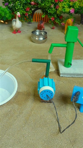 Mini hand pump project water with supply motor drinks donkey duck for farm #waterpump #shorts #669