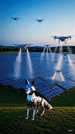 Drone based module cleaning system for Big Solar plant 👈 #nature #cleaningdrone