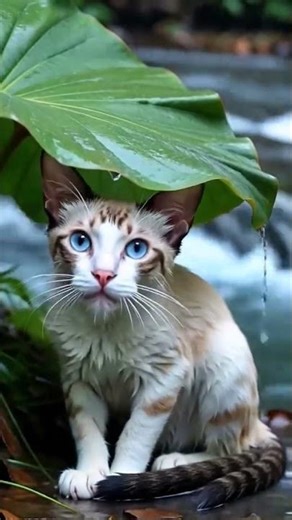 The water is dripping to the cat #cat