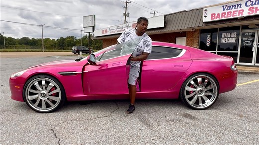 Candy Magenta Pink Aston Martin Rapide on 24's Rucci
