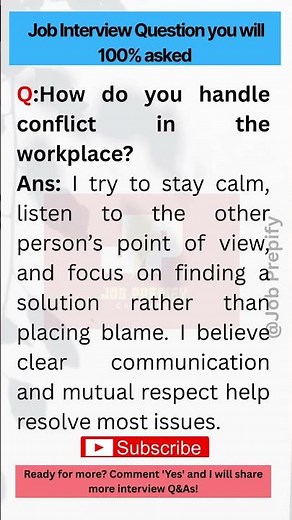 🔥How to Answer "How do you handle conflict in the workplace?"#jobprepify #conflict #interviewprep